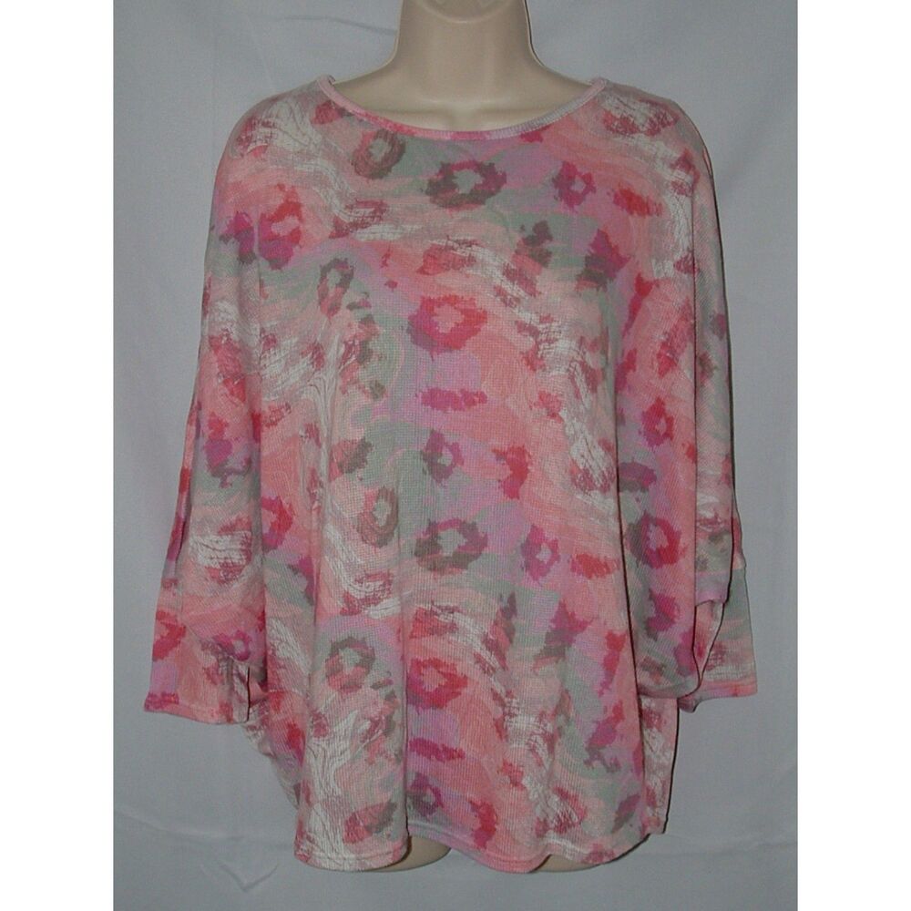 Multicolored Sz Medium Stretchy Soft Roomy Dolman Sleeve Popover Shirt HAPTICS